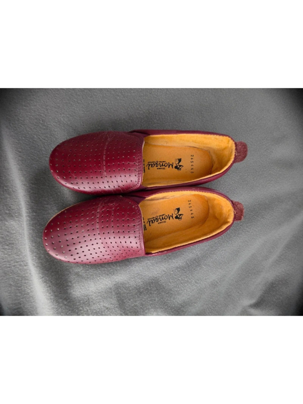 Monzal Leather Slip-On Shoes Burgundy 7 USA